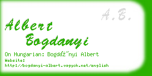 albert bogdanyi business card